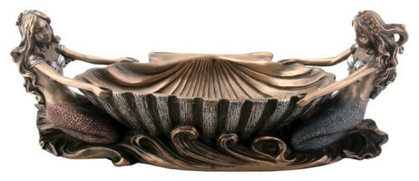 Two mermaids bowl sea shell soap holder kitchen utensil sugar dish